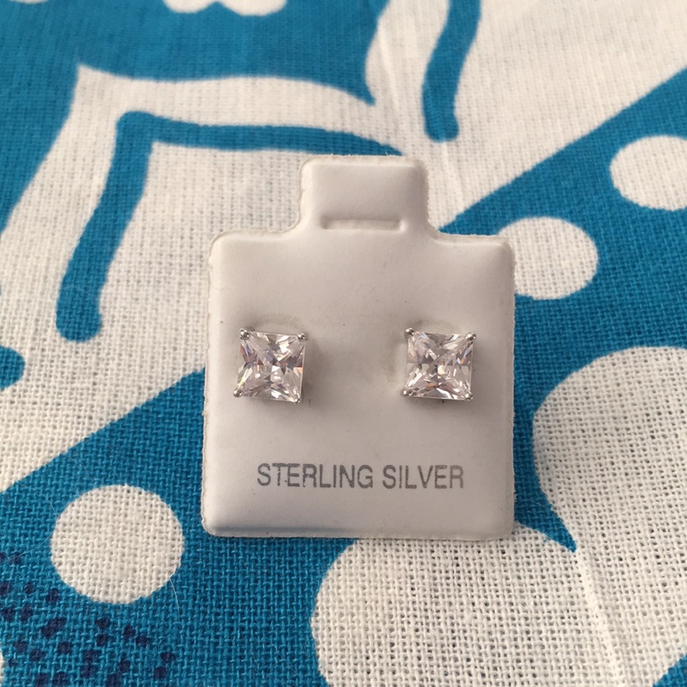 Sterling Silver Medium Square Studs